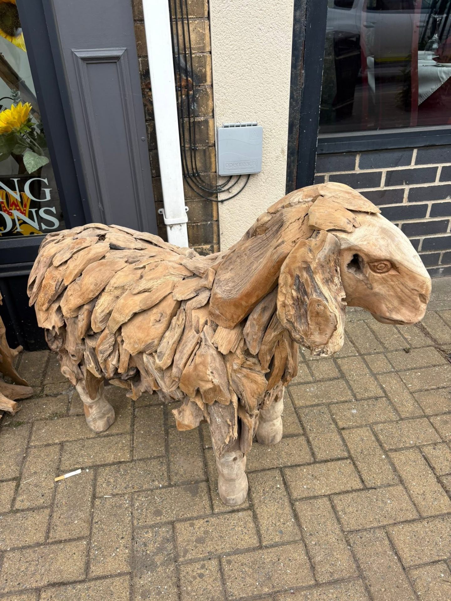 Teak wood stag / ram head wall piece